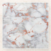 grijze marmer en namaak roos goud glazen onderzetter (Voorkant)