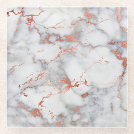 grijze marmer en namaak roos goud glazen onderzetter