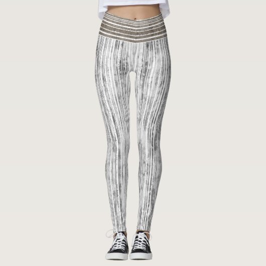 Grijze marmer- en strippatroon leggings (Voorkant)