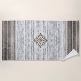 Grijze marmer- en strippatroon strandlaken