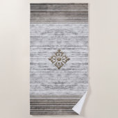 Grijze marmer- en strippatroon strandlaken (Voorkant)