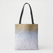 *~* Grijze marmer Gold Blue Glitter Tote Bag (Voorkant)