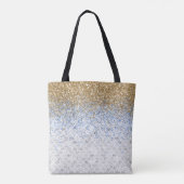 *~* Grijze marmer Gold Blue Glitter Tote Bag (Achterkant)