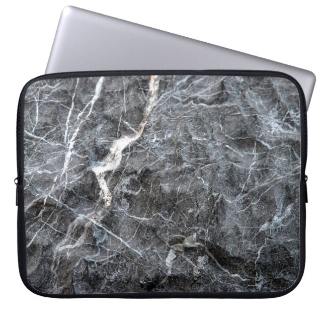 Grijze marmer laptop sleeve (Voorkant)