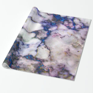 Grijze marmer met blauw glitter cadeaupapier
