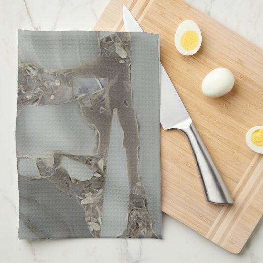 Grijze marmer met goudader theedoek (Quarter Fold)