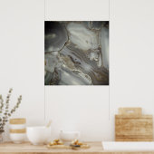 Grijze marmer met gouden ader poster (Keuken)