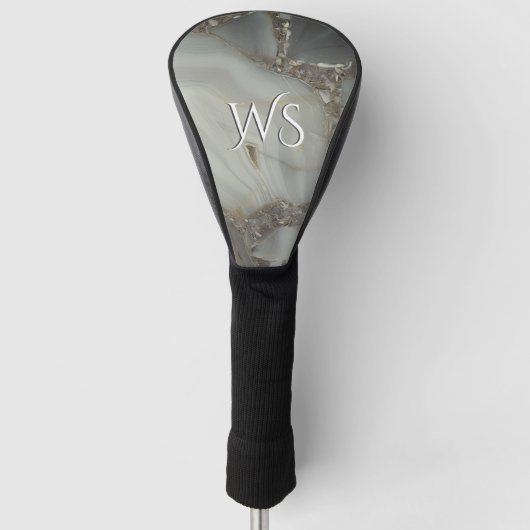 Grijze marmer met goudvein Initiaal Golfheadcover (Voorkant)