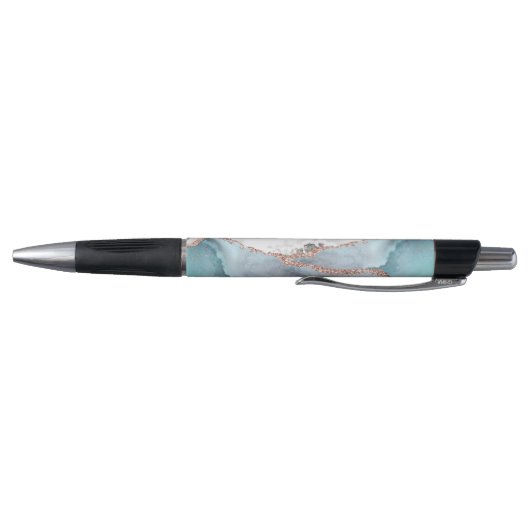 Grijze marmer Roos Glitter Monogram Initiaal Pen (Bodem)