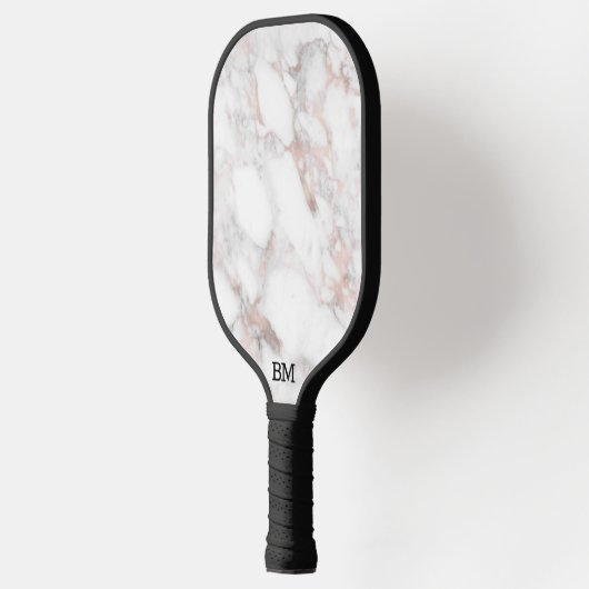 Grijze marmer roos-goudaccenten pickleball paddle (Links)