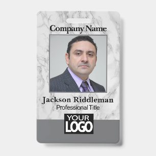 Grijze Marmeren Foto en Logo Badge