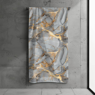 Grijze marmeren goud folie look bad handdoek