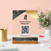 Grijze Marmeren Haar Make-up Salon QR Code Prijsli Acryl Bord (Huwelijk)
