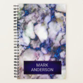 Grijze marmeren steen en blauwe glitter planner (Voorkant)