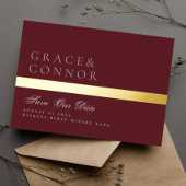 Grijze maroon Red Burgundy Gold Stripe sla de datu Folie Uitnodiging