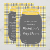 Grijze Mason Jar Custom Baby Shower-uitnodigingen Kaart (Voorkant / Achterkant)