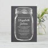 Grijze  Mason Jar Wedding Invitations Kaart (Staand voorkant)