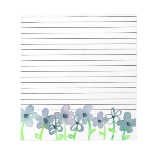 Grijze mauve Flowers, gelijnd Notitieblok (Voorkant)