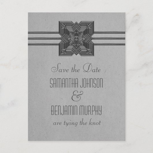 Grijze Medallion-grens Opslaan het Briefkaart Datu (Voorkant)