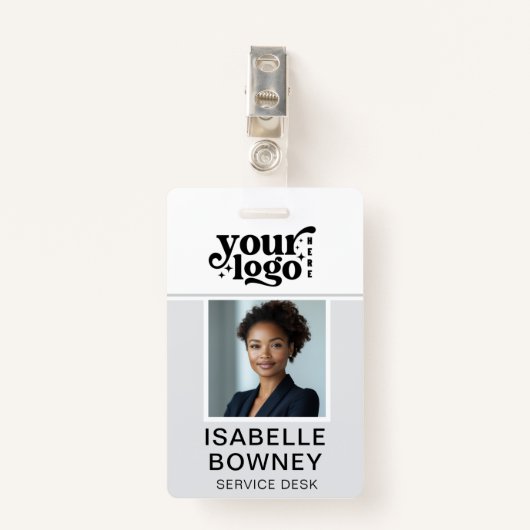 Grijze Medewerker Foto ID Bedrijf Beveiligingsbadg Badge (Voorkant met clip)