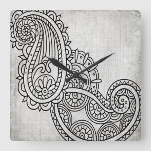 Grijze Mehndi Motif Klok