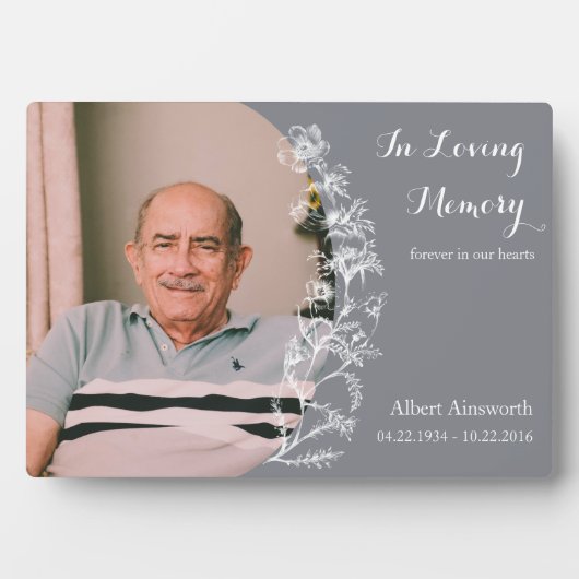 Grijze Memorial Foto Plaque  Schets Vloer Fotoplaat (voorkant)