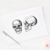 Grijze menselijke schedels gezicht kant ovale sticker (Envelop)