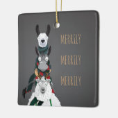 Grijze "Merrily Merrily" winterdieren Keramisch Ornament (Links)