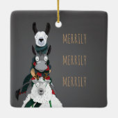 Grijze "Merrily Merrily" winterdieren Keramisch Ornament (Achterkant)