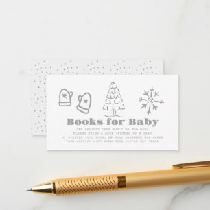 Grijze met de hand getekende winter baby shower bo informatiekaartje