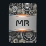 Grijze metalen achtergrond iPad mini cover<br><div class="desc">Afbeelding van een metalen grijze achtergrond met zwarte aanpasbare tekst.</div>