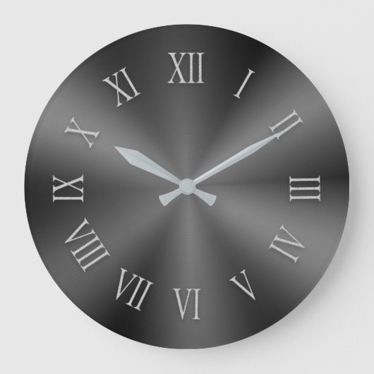 Grijze metalen klok met gepatterde Romeinse cijfer (Voorkant)