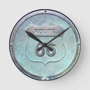 Grijze metalen Route 66-plaque, Souvenir Ronde Klok