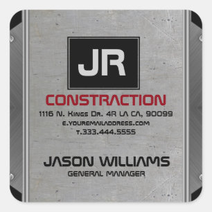 Grijze metallische textuur Zwarte Acent Vierkante Sticker