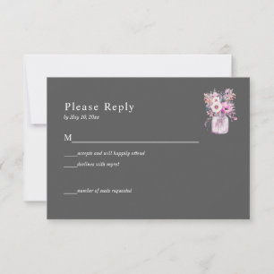 Grijze Metselpot met Bloemen RSVP Kaart