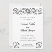 Grijze Mexicaanse Talavera trouwkaart Aankondiging (Voorkant)