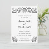 Grijze Mexicaanse Talavera trouwkaart Aankondiging (Staand voorkant)