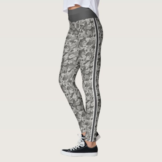 Grijze militaire camouflage witte en grijze strepe leggings (Links)