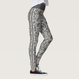 Grijze militaire camouflage witte en grijze strepe leggings