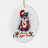 Grijze miniatuur Schnauzer heeft een luie kerst Keramisch Ornament (Rechts)