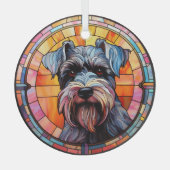 Grijze miniatuur Schnauzer hond gekleurd Glas Ornament (Voorkant)