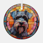 Grijze miniatuur Schnauzer hond gekleurd Glas Ornament (Achterkant)
