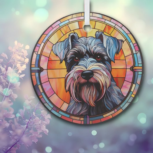 Grijze miniatuur Schnauzer hond gekleurd Glas Ornament