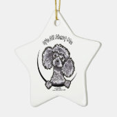 Grijze miniatuur Speelgoed Poodle IAAM Keramisch Ornament (Links)