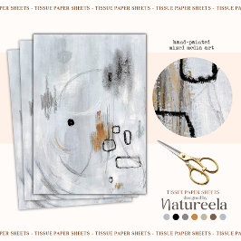Grijze Minimalistische Abstracte Decoupage Tissuep Tissuepapier