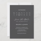 Grijze minimalistische bewaar de datum kalender save the date (Voorkant)
