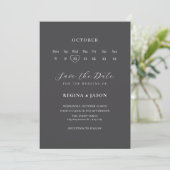Grijze minimalistische bewaar de datum kalender save the date (Staand voorkant)