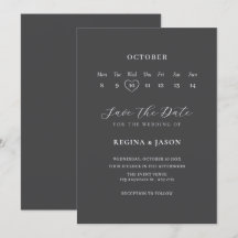 Grijze minimalistische bewaar de datum kalender