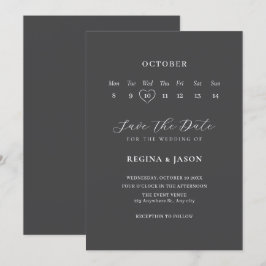 Grijze minimalistische bewaar de datum kalender save the date