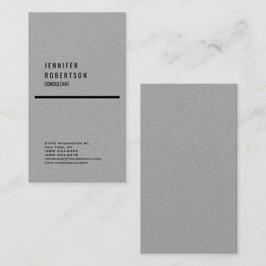 Grijze minimalistische creatieve eenvoudige platte visitekaartje (Voorkant / Achterkant)